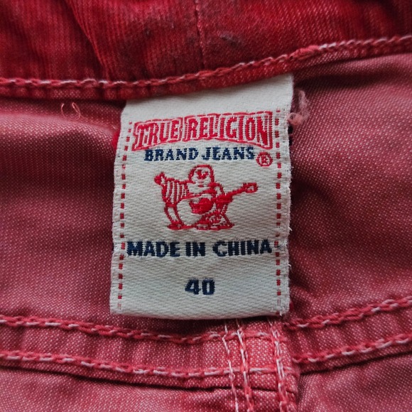 True Religion Geno Slim Straight Corduroy Pants Mens 40 Red - Picture 8 of 12